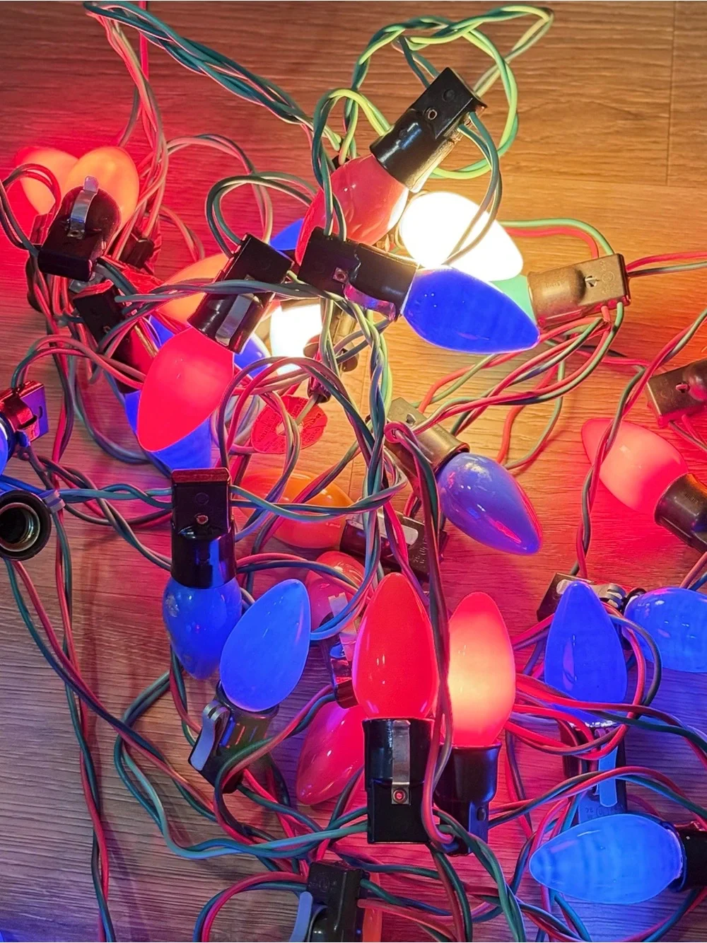 Vintage C9 Christmas Lights 2 Strings 53' Tested and Working Retro MCM